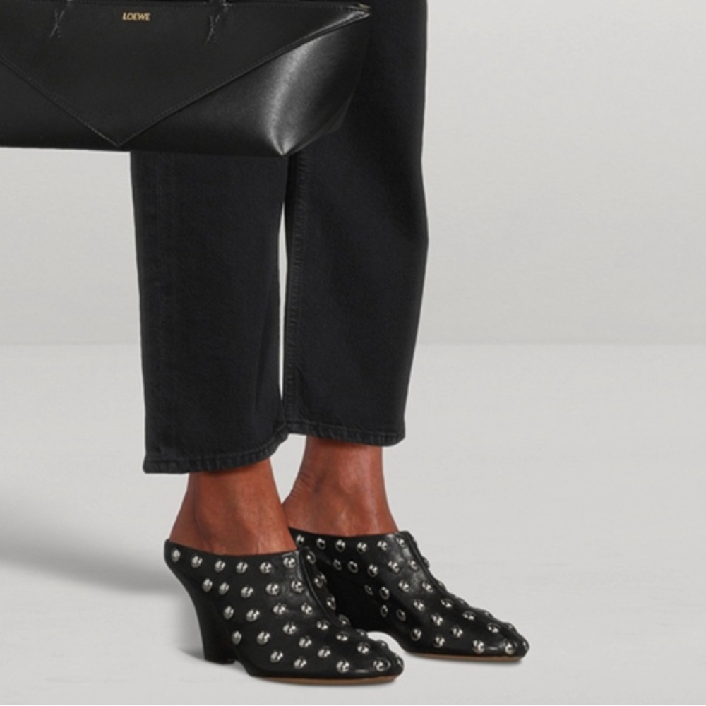 KHAITE The Apollo Studded Leather Wedge Mules - Picture 4 of 13
